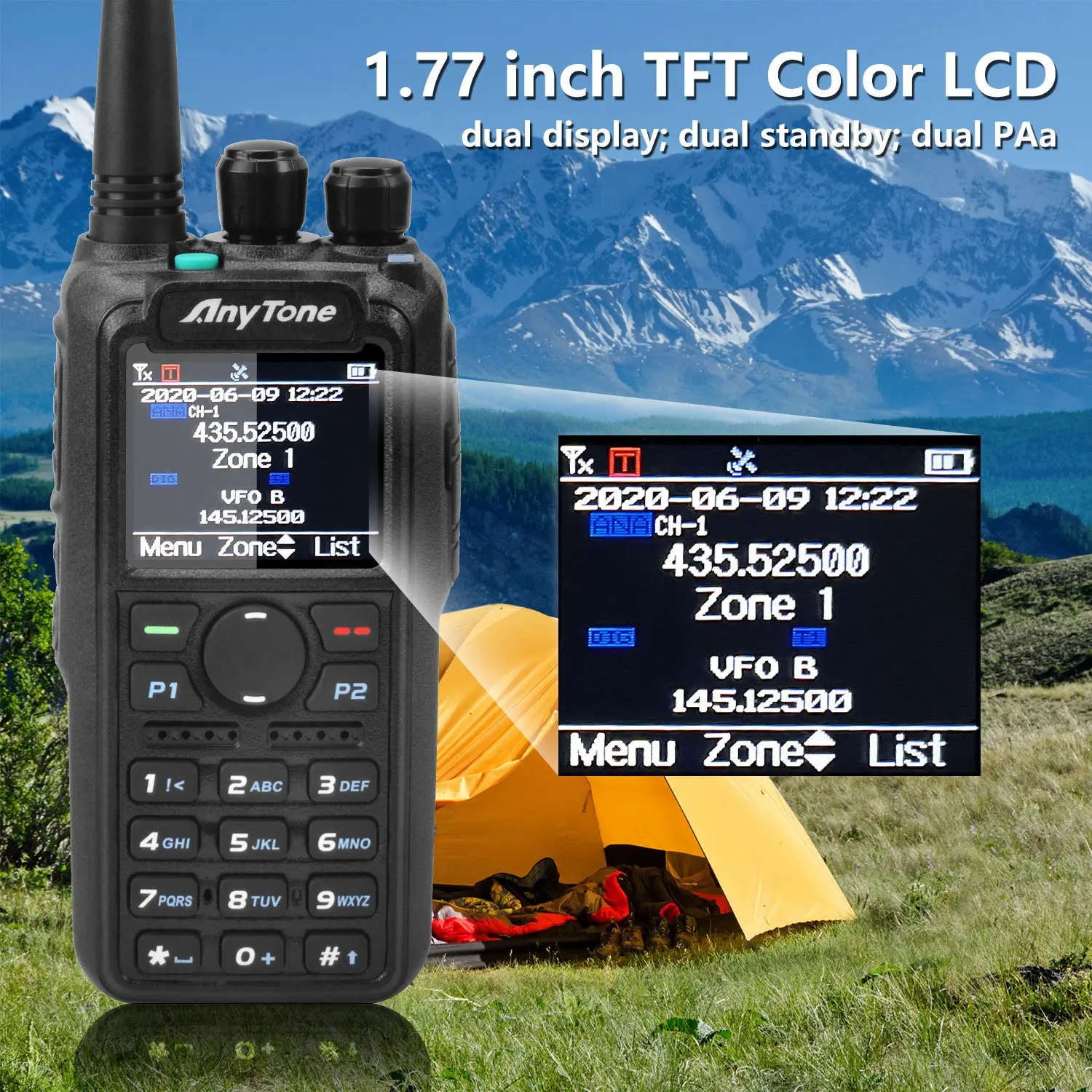 AT-D878UVplus DMR Digital Mobile Radio Long Range U/V Dual Band Dual Mode Dual Time Slot GPS BT PTT Two Way Radio