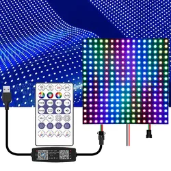 WS2812B Individually Addressable 16X16 8X32 LED Panel Light WS2812 Module Matrix Screen With USB 28Keys BT/WIFI Music Controller