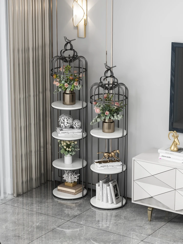 Nordic Iron Bird Cage Rack Living Room Balcony with Multi-layer Flower Rack Light Luxury Decoration Shelf полка