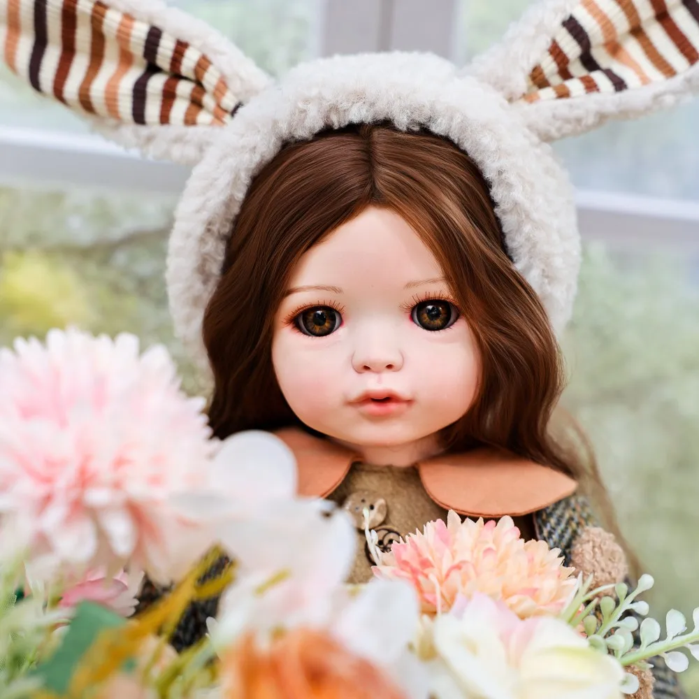 

Cloveray 16 inch Realistic Porcelain Doll Rural Style Ceramic Cloth Doll Handmade High-quality Original Art Gift With Bracket