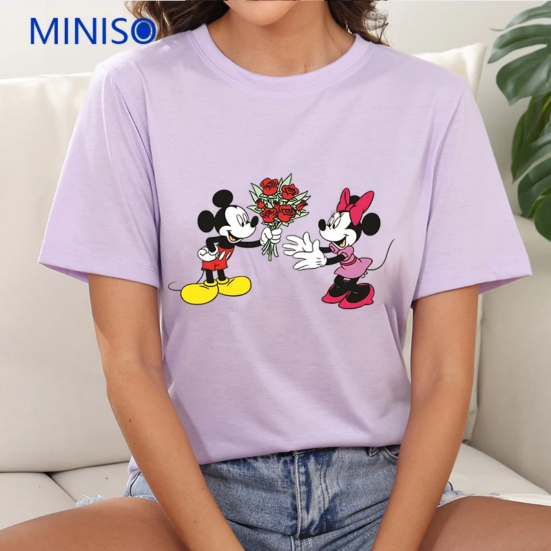 

Women's Summer Dress Ladies Cartoon Clothes Trends Tops & Tees Disney Mickey Minnie Printed Loose Clothing Custom T Shirt Brands