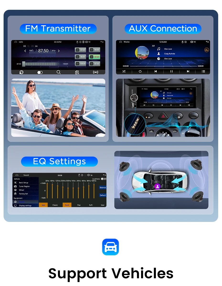 Junsun 6,86" Kabelloses Carplay Android Auto Universal 1 Din MP5 Autoradio 1280*600 IPS Touchscreen Stereo Zentrale – Detail 14