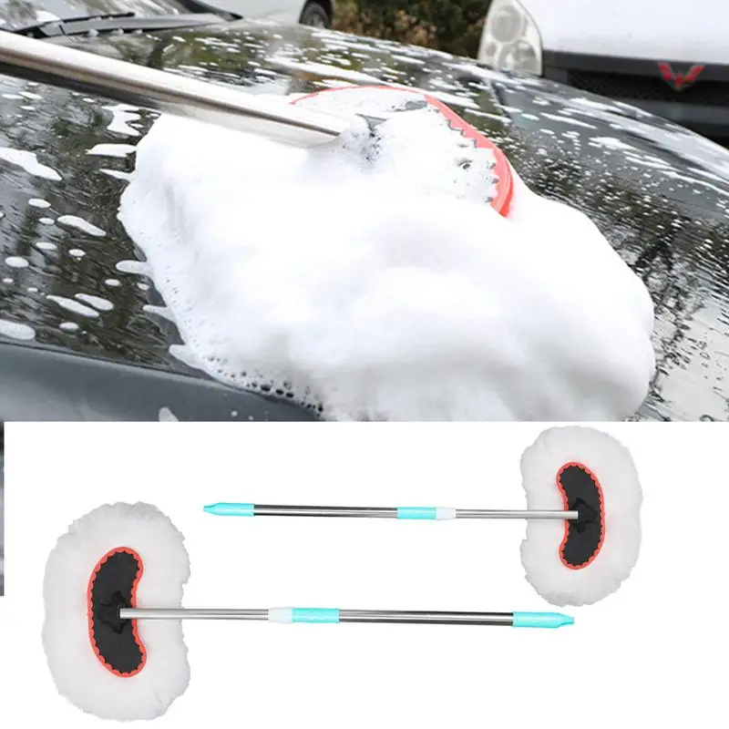 Car Cleaning Mop Adjustable Super Absorbent Windshield Cleaner Care Scratch-Free Car Brush With Telescopic Stainless Steel Pole