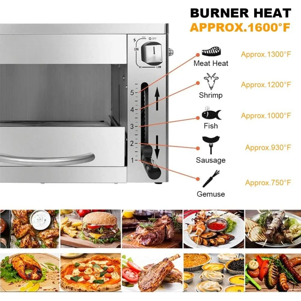 Grelhador a gás portátil elétrico com cozinha vertical, rápido e eficiente, churrasqueira, 1600 ° C, ao ar livre