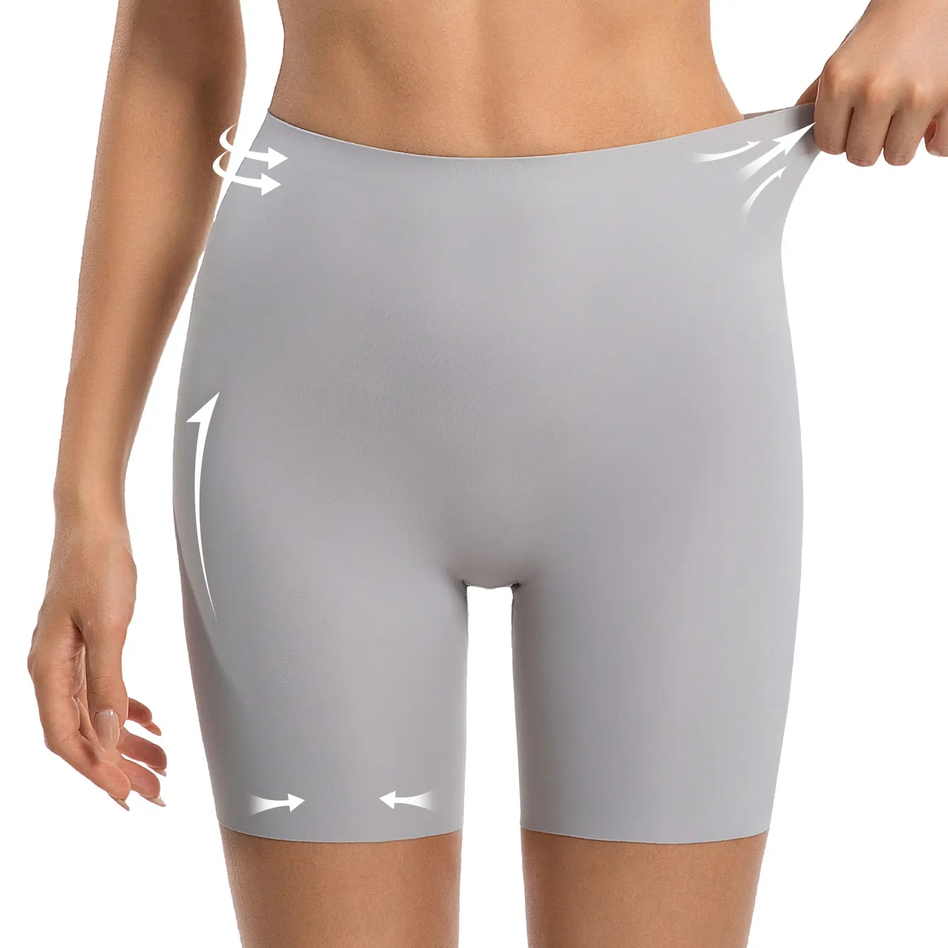 Flarixa High Waist Shorts Panties Women Ice Silk Safety Pants Sports Boxers Underwear Anti Friction Thighs Boyshorts No Show
