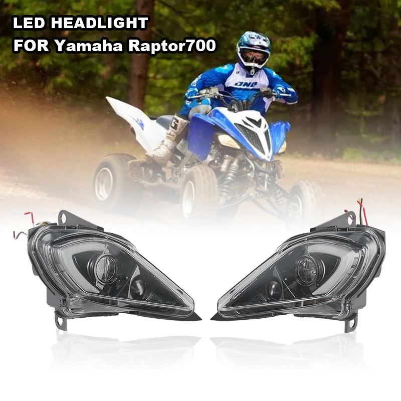 LED Projector Headlights for YAMAHA YFZ 450 RAPTOR 700 700R WOLVERINE 2006-2022