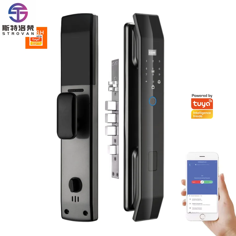 

STLF Digital Tuya Smart Lock for Wood Doors Automatic Home Electronic Lock with Remote Control App & Wifi Fingerprint Doorbell