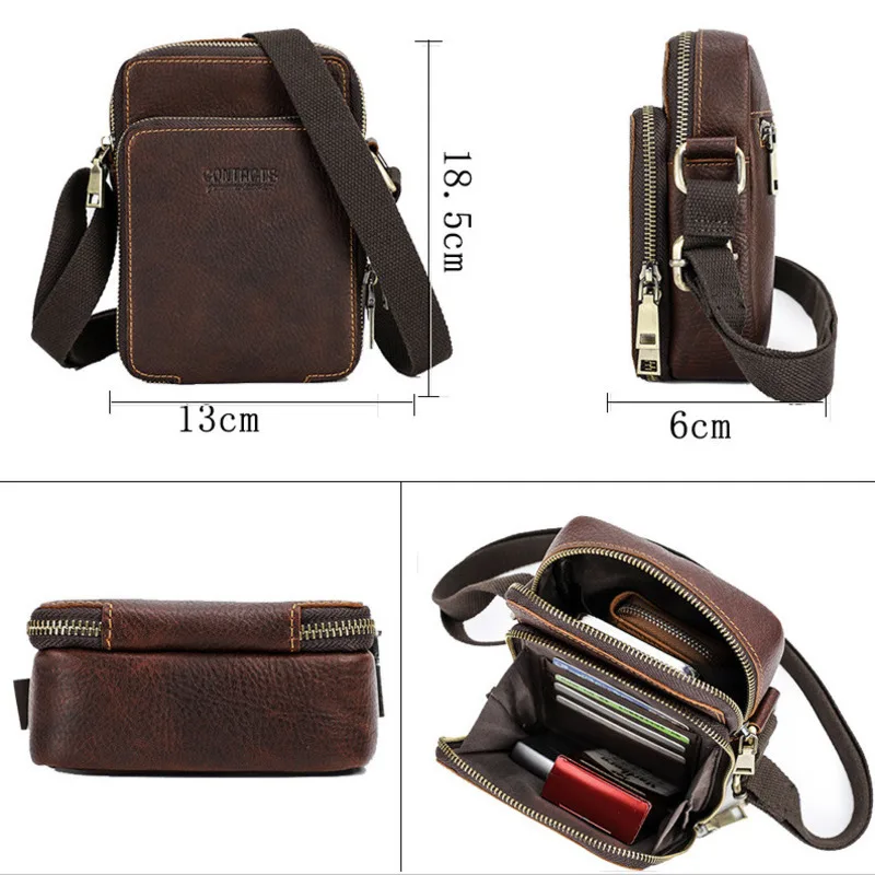 Nuova moda versione coreana cavallo rugoso spalla singola tracolla strato superiore in pelle di mucca casual borsa per cellulare da uomo valigetta