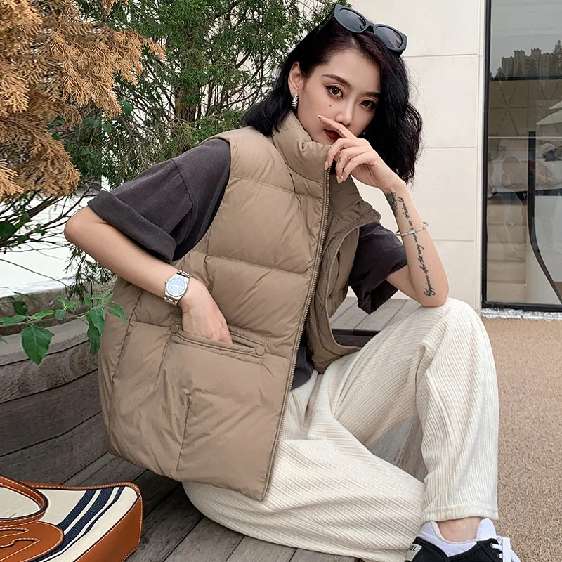 

Ultra-light Women's Down Jacket Coats Sleeveless White Duck Warm Waistcoat Vest Feminine Coat R445