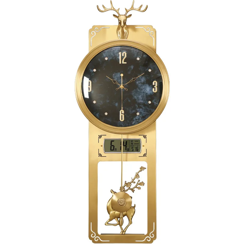 

Light luxury, brass, wall clock, new Chinese style, home, living room, wall clock, perpetual calendar
