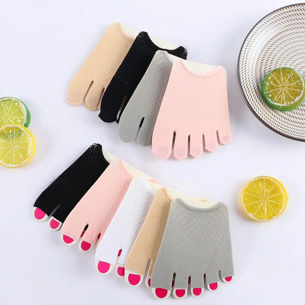 Invisible Elastic Mesh Non-slip Women Half Palm Socks Sock Slippers Open Toe Socks Cotton