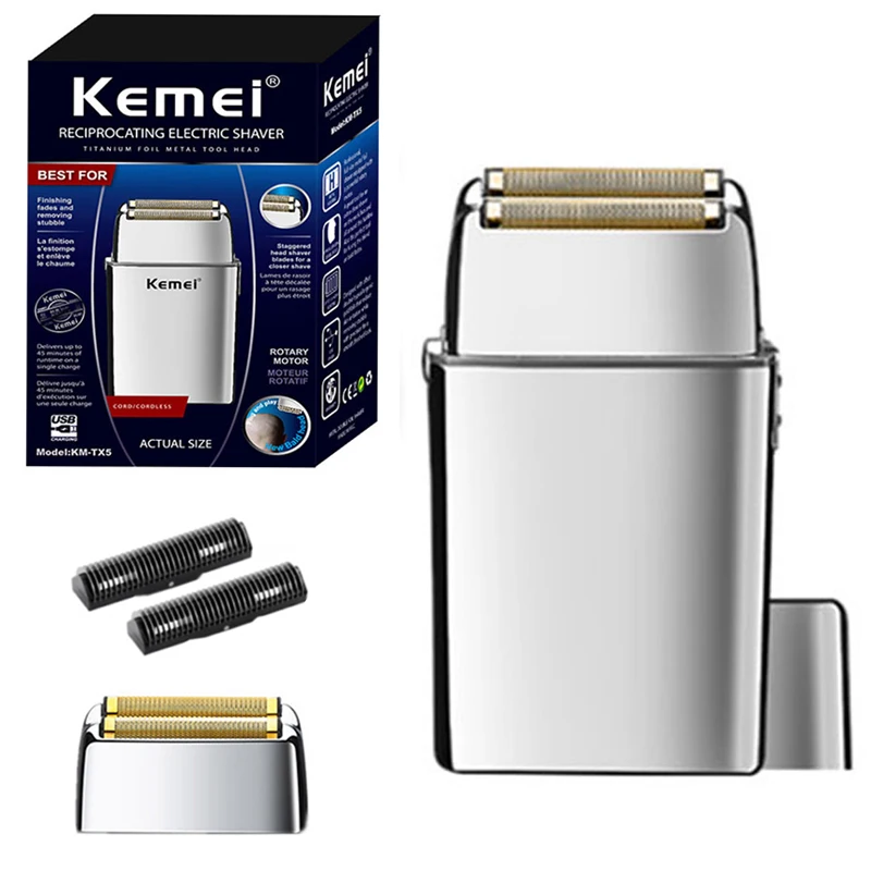 Kemei all metal hair & beard electric shaver for men facial electric razor bald head shaving machine rechargeable lithium