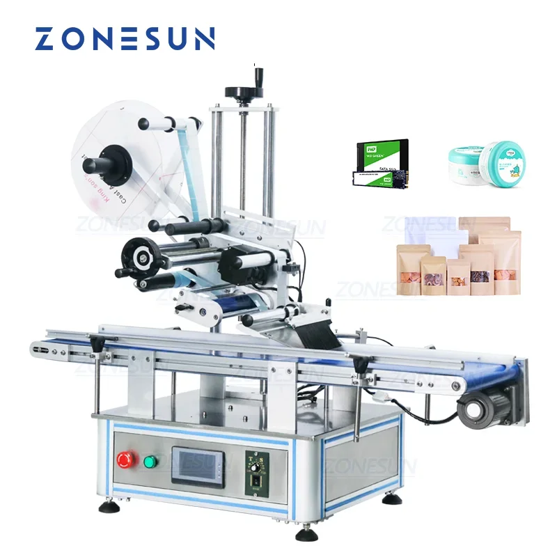 

ZONESUN Automatic ZS-TB150PB Flat Surface Card Paper Pouch Labeling Machine Box Book Cover Label Sticker