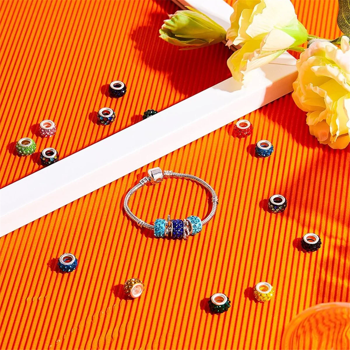 

12mm Crystal Charm 120pcs Large Hole Beads Rhinestone Beads for Pens Making 12mm Crystal Charm for Pens Jewelry Making DIY Craft