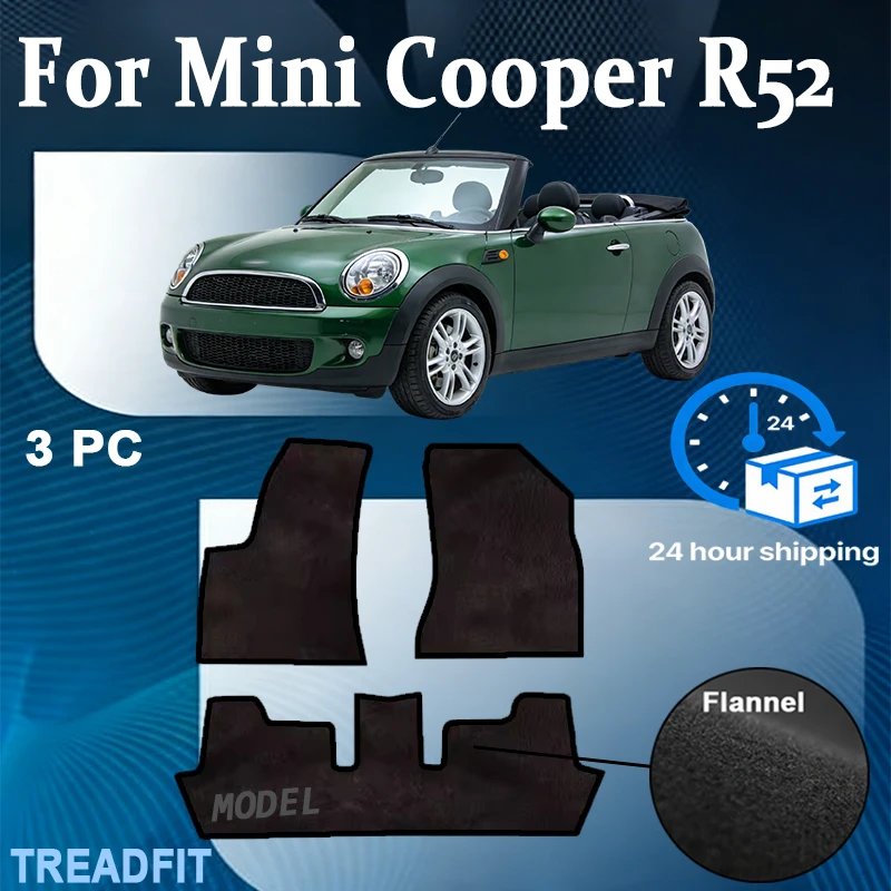Nylon Velour rugs front for Mini Cooper R52 Convertible (2004-2008) -Black