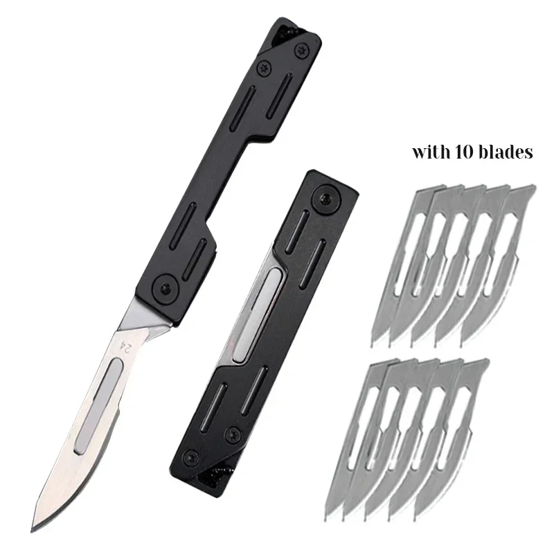 Mini Tragbares Taschenmesser mit Auswechselbarer Klinge, Edelstahlmaterial, Outdoor-Reise-Camping-Schneidewerkzeug