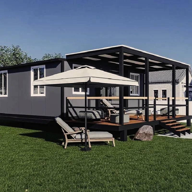 Folding Container House 20ft 30ft 40ft Tiny Home Container Soundproof Moistureproof Expandable Container House with Terrace