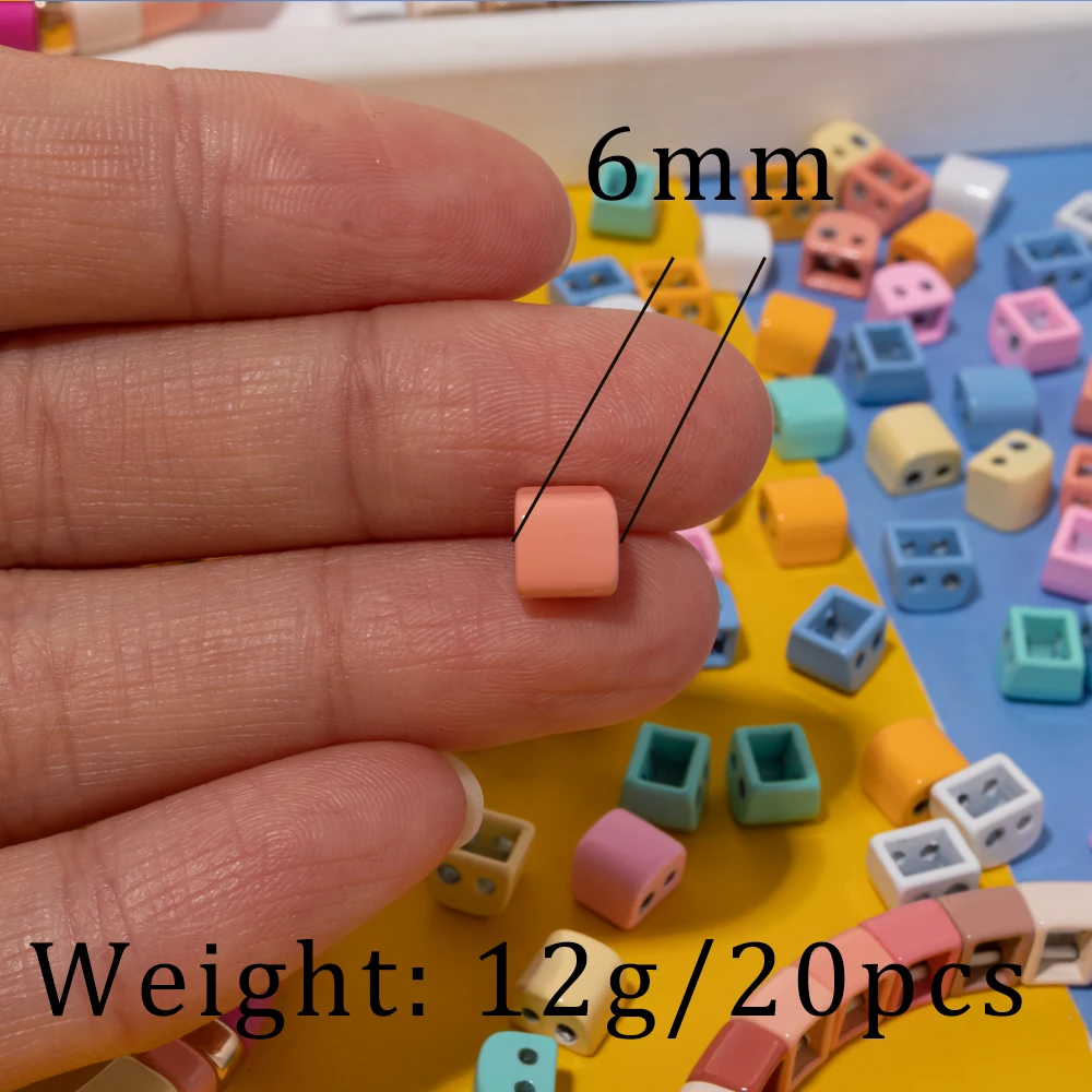 35pcs 5x6mm Enamel Beads For Bracelets Making Diy Colorful Beads For Elastic Bracelets Making Bohemian Accessory