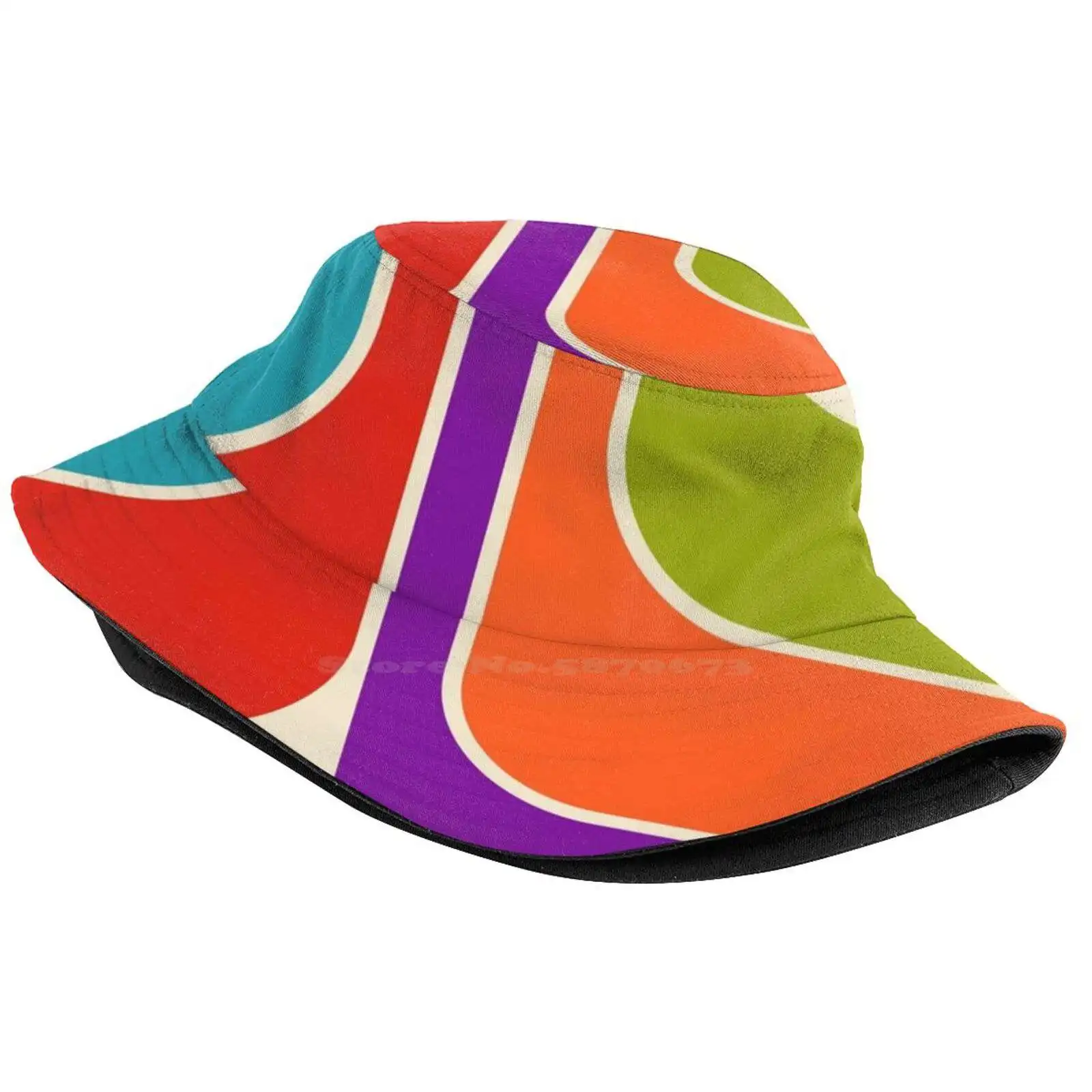 Retro Geometric Design 668 Sun Cap Fisherman Hat Bucket Hats Mid Century Modern Dorm Lounge Midcentury Modernist Vintage Retro