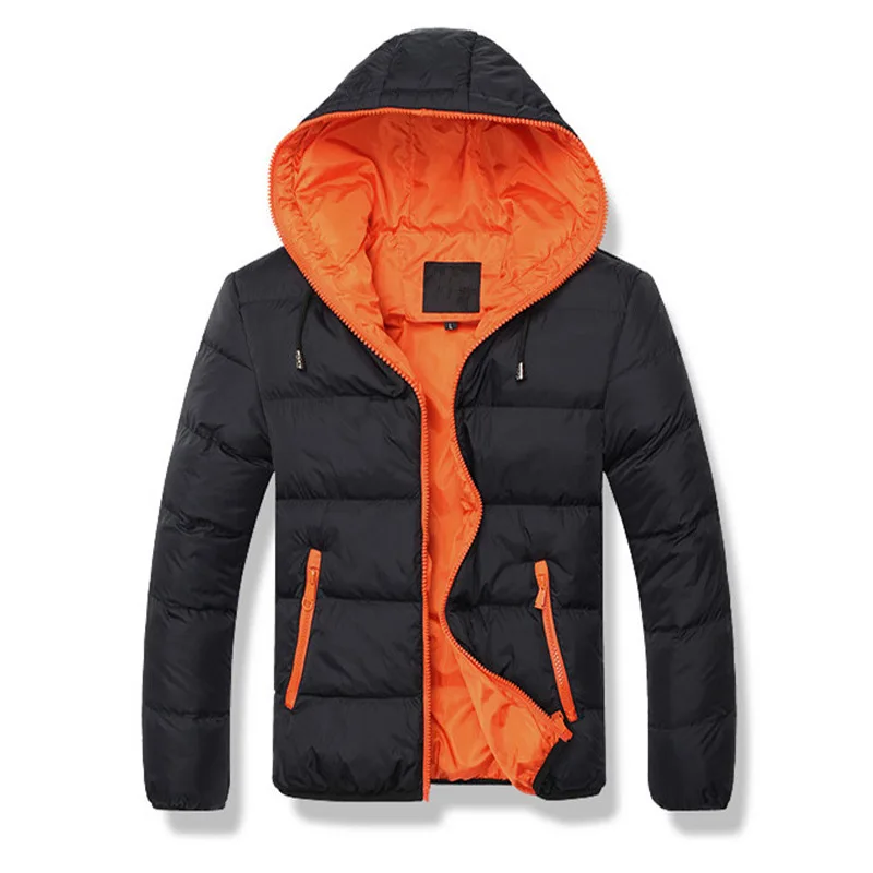 New Cotton Padded Jacket Mens Hooded Parkas Coat Casual Autumn Winter Thin Hooded Cotton Padded Jacket Outdoor Travel Outwear