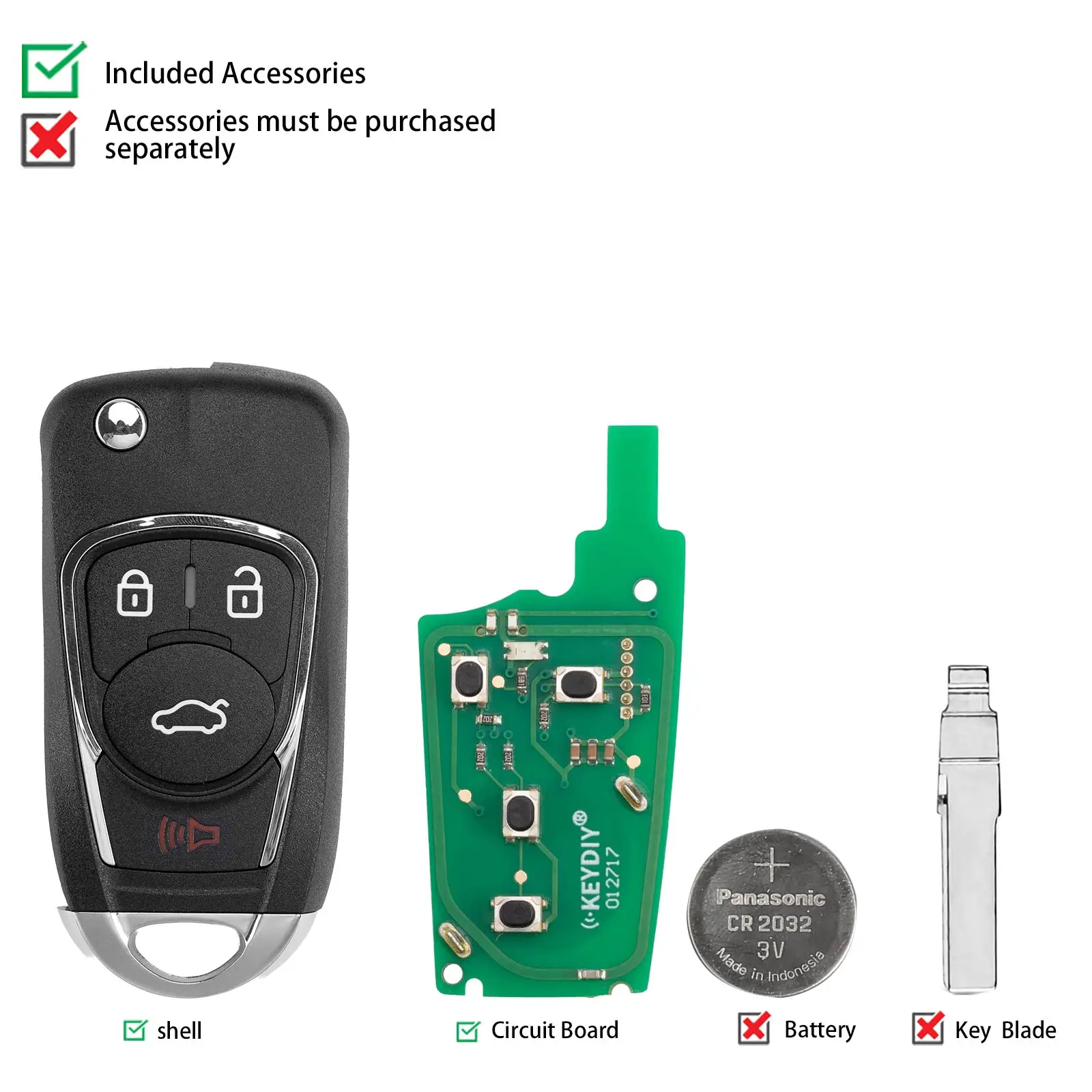 KEYDIY KD B22-4 Universal Flip Remote Key 3+1 Buttons Compatible with Buick Type