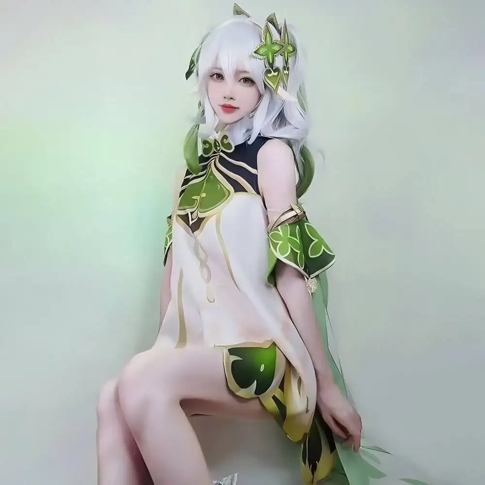 New 2026 Ready-to-Ship Genshin Impact Nahida Cosplay Costume Anime Xiao Cao Shen Wig Headpiece Feather Lolita Set view 3