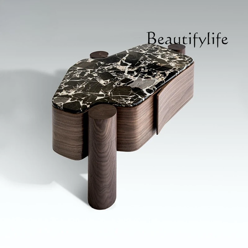 

Italian minimalist solid wood luxury stone small coffee table light luxury high-end designer modern simple marble