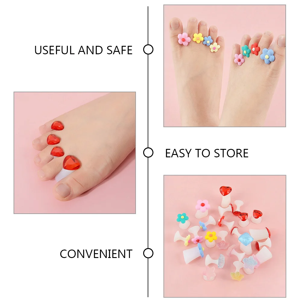 24 Uds herramientas de uñas manicura separador de dedos separadores de dedos decorativos para mujeres flor pedicura esmalte de diamantes de imitación