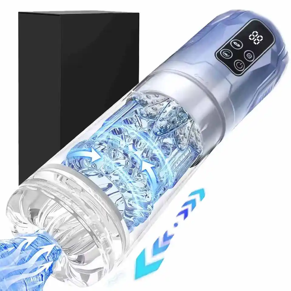 Automatic Male Masturbator Penis Pump Realistic Electric Stroker Sucking Vibrator Thrusting Rotating Licking Sex Toys for Men