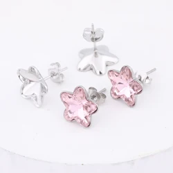 10pcs Stainless Steel Flower Shape Post Earring Bezel Setting Blanks For Crystal Stones Diy Ear Studs For Jewelry Making