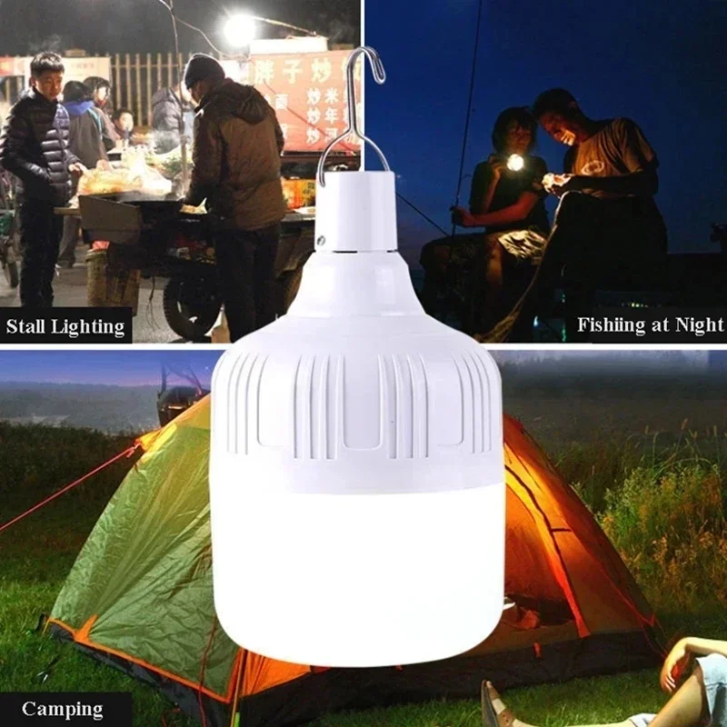 500W Camping Light USB Rechargeable LED Bulb Hanging Tent Light Portable Emergency Bulb 5 Lighting Modes for Garden Outdoor