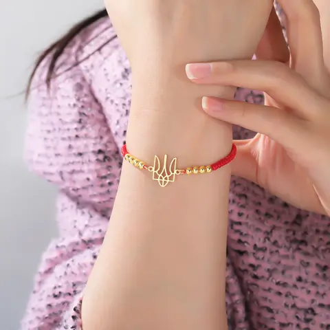 Bransoletka z woskowanego sznurka w kolorach flagi Ukrainy (czerwono-czarna) dla kobiet i mężczyzn, ze stali nierdzewnej, z koralikami, prezent urodzinowy.