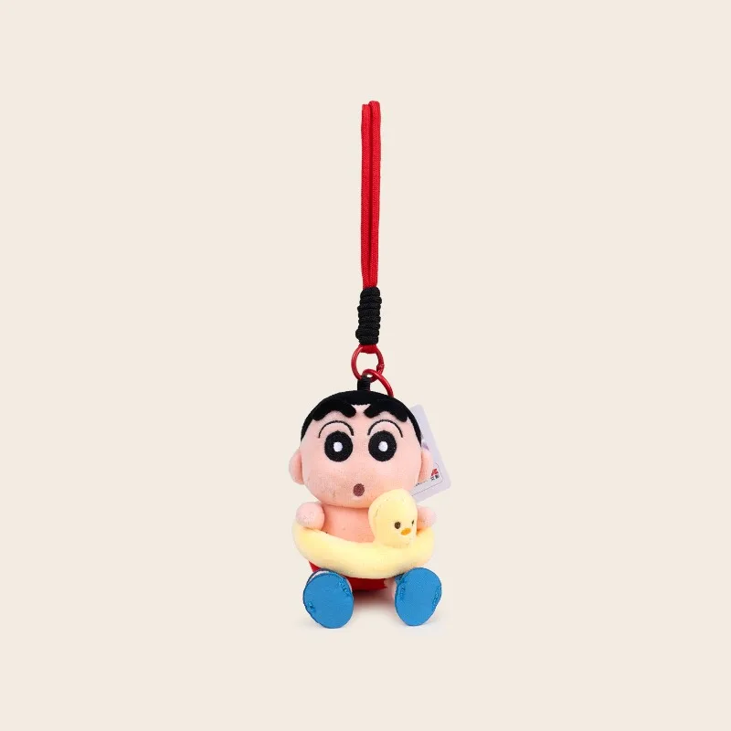 2025 New Kawaii Crayon Shin Chan Beach Series Plush Doll Cartoon Creative Backpack Pendant Keychain Children's Festival Gift