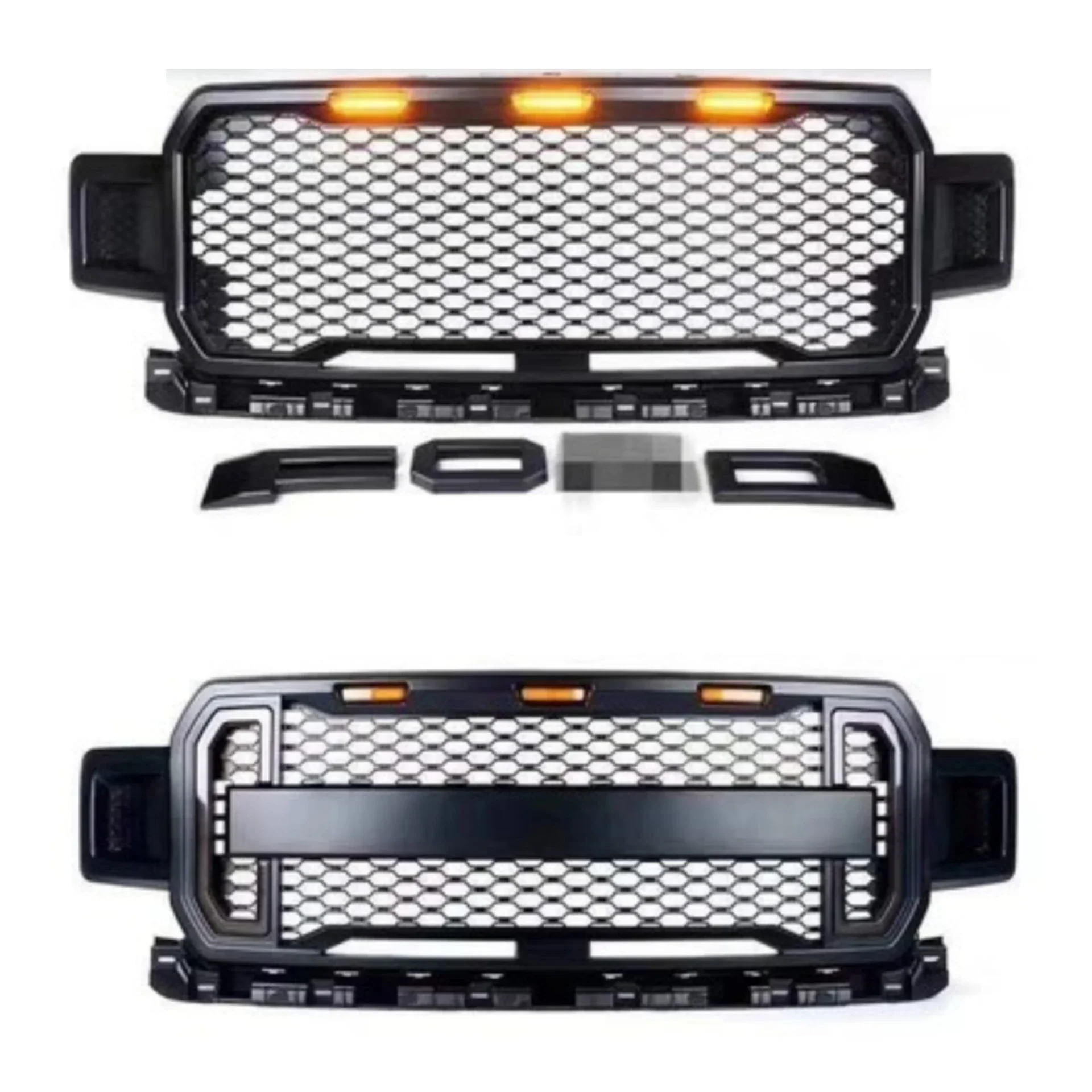 New Style Front Radiator Grille with Lamp for Ford F150 Raptor 18-23 Grill Convert Net with Turn Signal Light Car Accessories