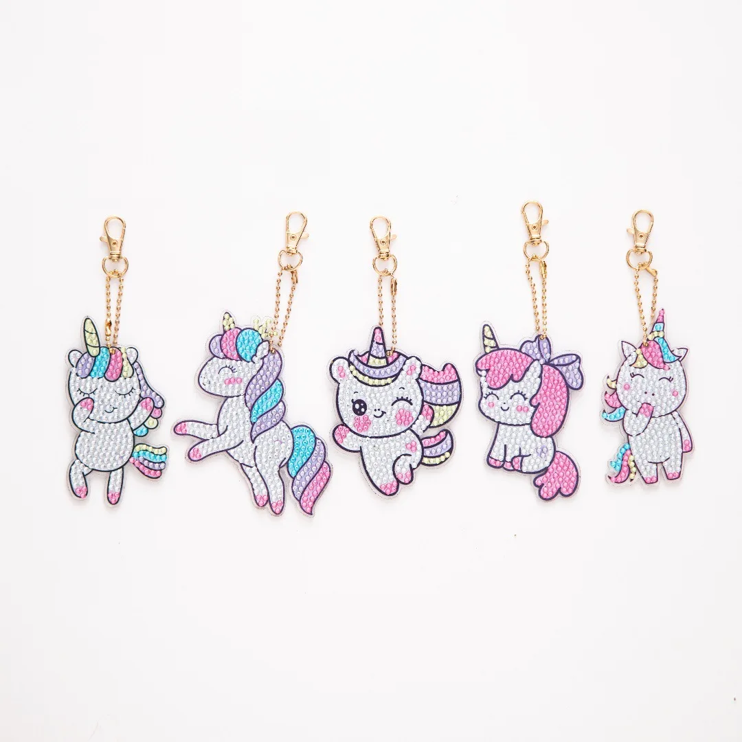 

Hot-Selling 5PCS DIY Unicorn Diamond Painting Stickers Kids Birthday Gift Ornament Souvenirs Colorful Animals Bag Pendant