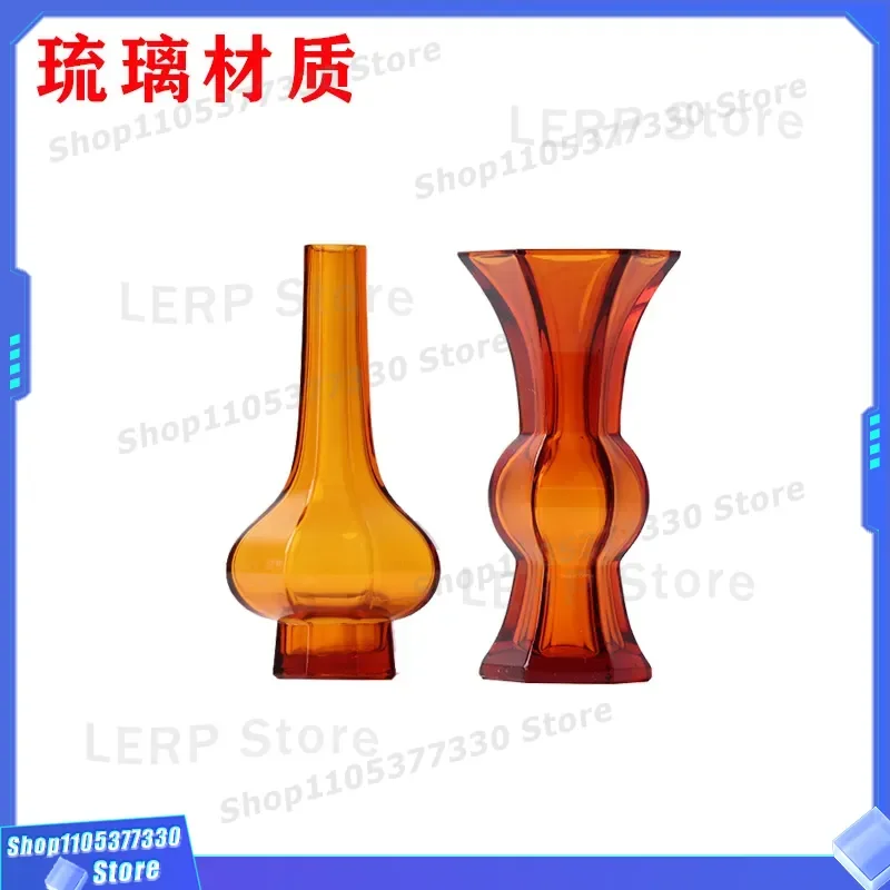 Modern Chinese Glazed Ceramic Vase Brown Green Flower Pot Home Decor Bookshelf Ornament Living Room Table Centerpiece