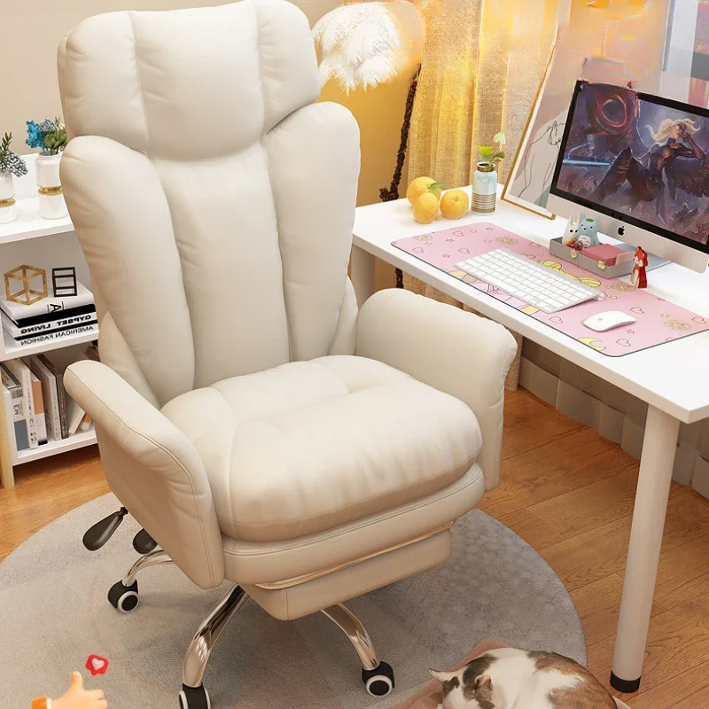 

Fluffy Ergonomic Sofa Chair Home Office Computer Chair Single Backrest with Swivel Base Ideal for Live Streaming