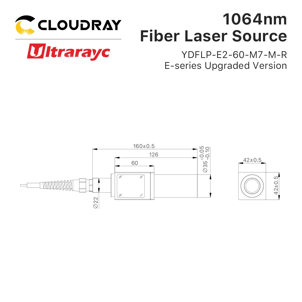 Ultrarayc 1064nm  JPT MOPA Fiber Laser Source M7 Series 60W YDFLP-E2-60-M7-M-R 2-500ns for Fiber Laser Metal Color Marking