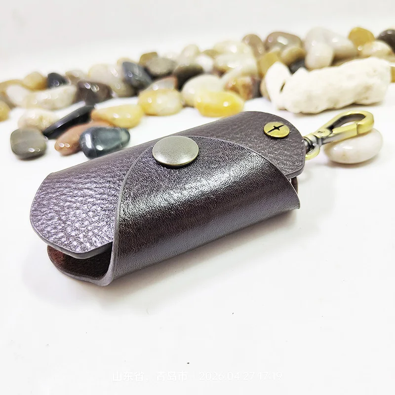 blongk Car Key Case on Waist Small Key Pouch Genuine Leather Key Organizer Key Bag Mini Car Key Holder Men Women 1608