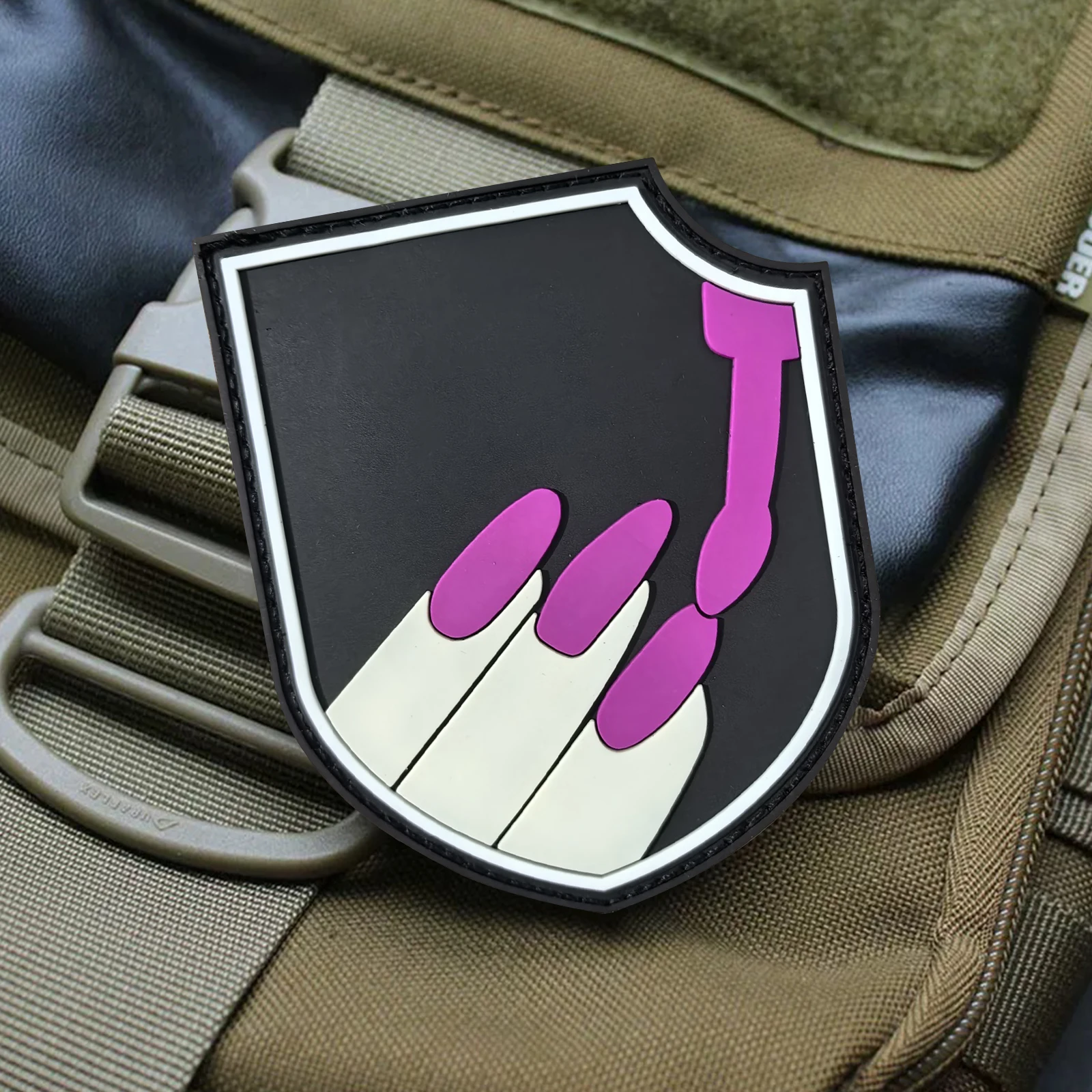 1/2pc 3D PVC Nail Polish Patch Tactical Morale Badge Hook Loop Manicure Rubber Sticker for Clothes Backpack DIY