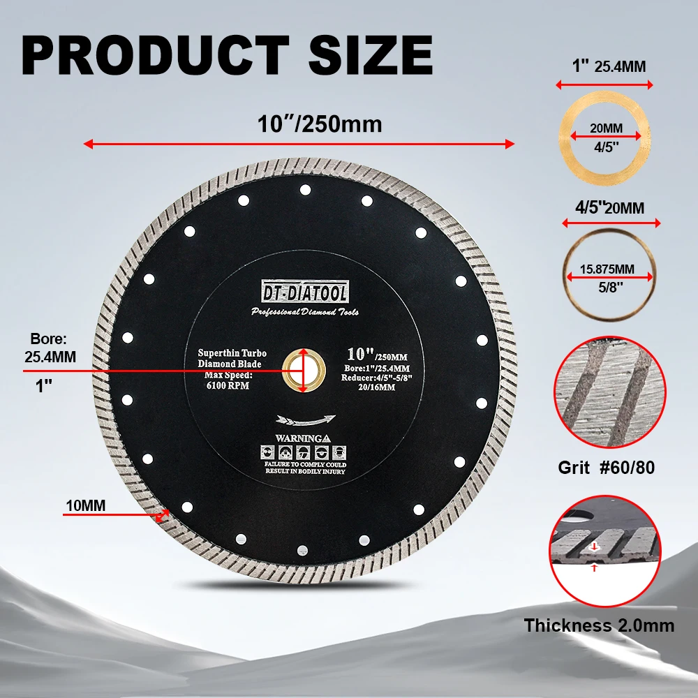 

DT-DIATOOL 2pcs Dia 250mm Diamond Saw Blades For Tile Porcelain Marble Grinder Circular Saw Machine 10inch Cutting Wheel Disc