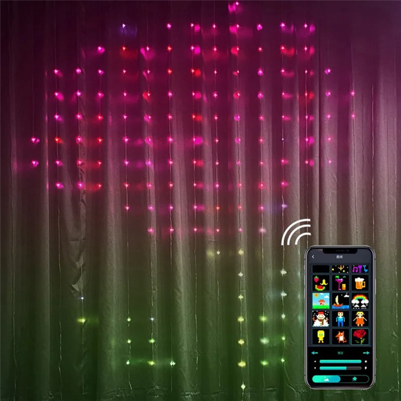 AF90-Graffiti APP Luci per tende RGB Phantom Punto di colore Luci di controllo Luci ambientali Stringa di luce per tende con spina americana