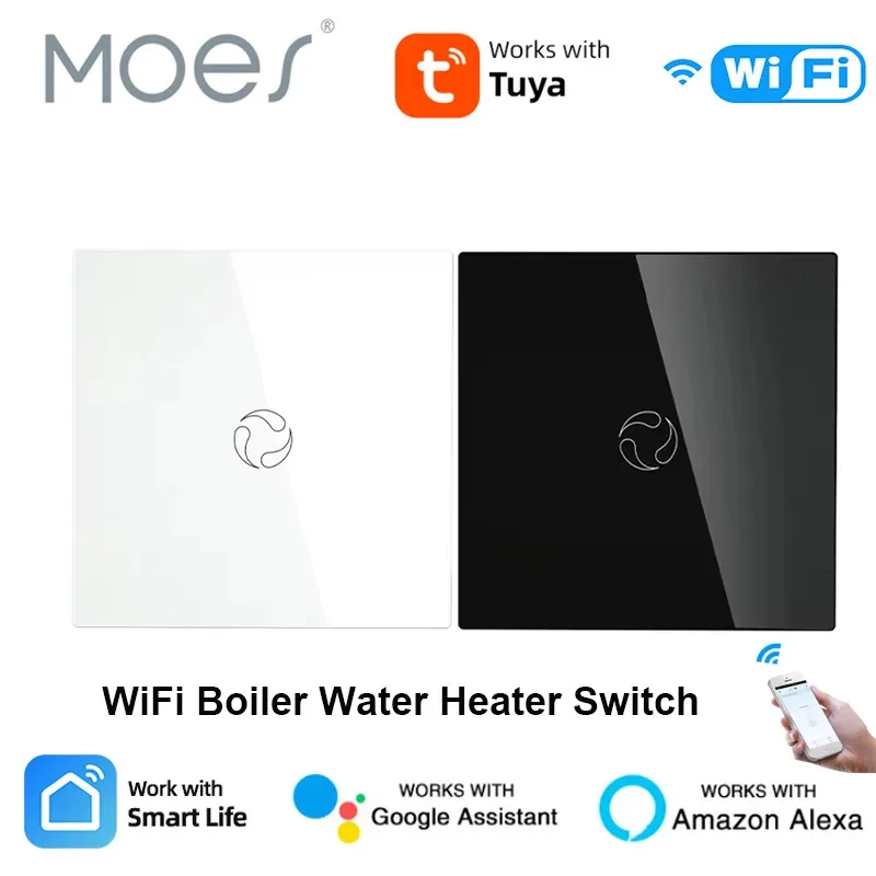 

MOES 20A Wi-Fi умный переключатель котла контроллер водонагревателя переключатель стеклянной панели приложение Smart Life дистанционное управление для Alexa Google Home