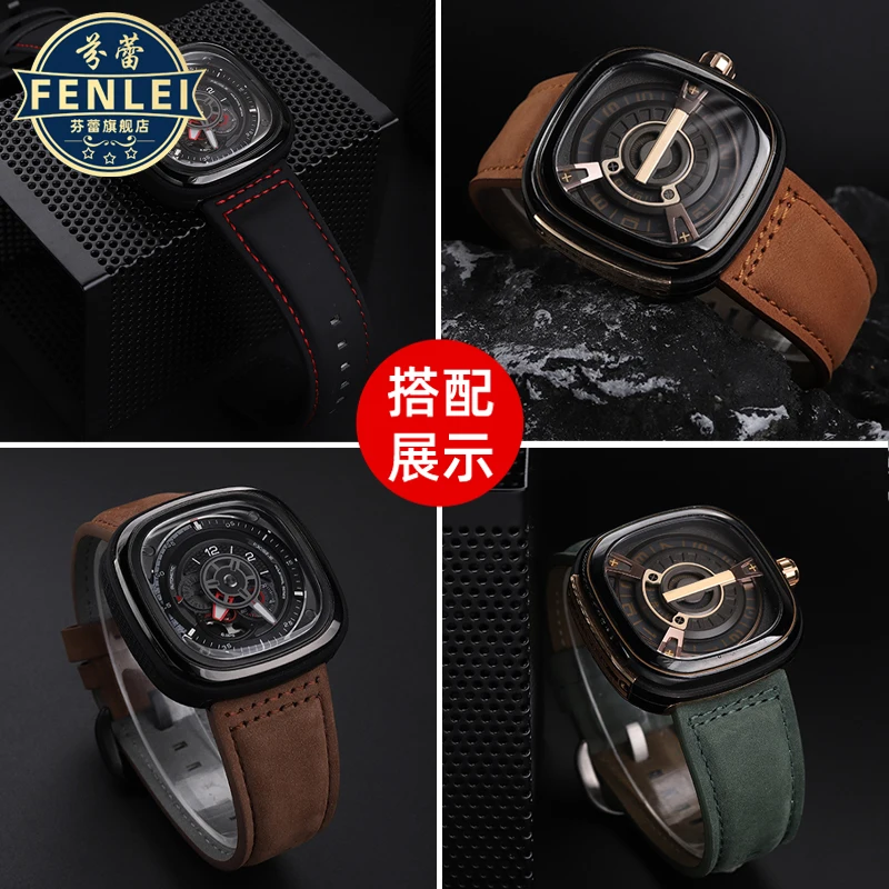 For Seven Fridays Watch Strap 203 M203 P1 P2 S2 M2 Q2 03 Genuine Leather Men's Accessories Retro Cowhide Watchband 28mm Bracelet