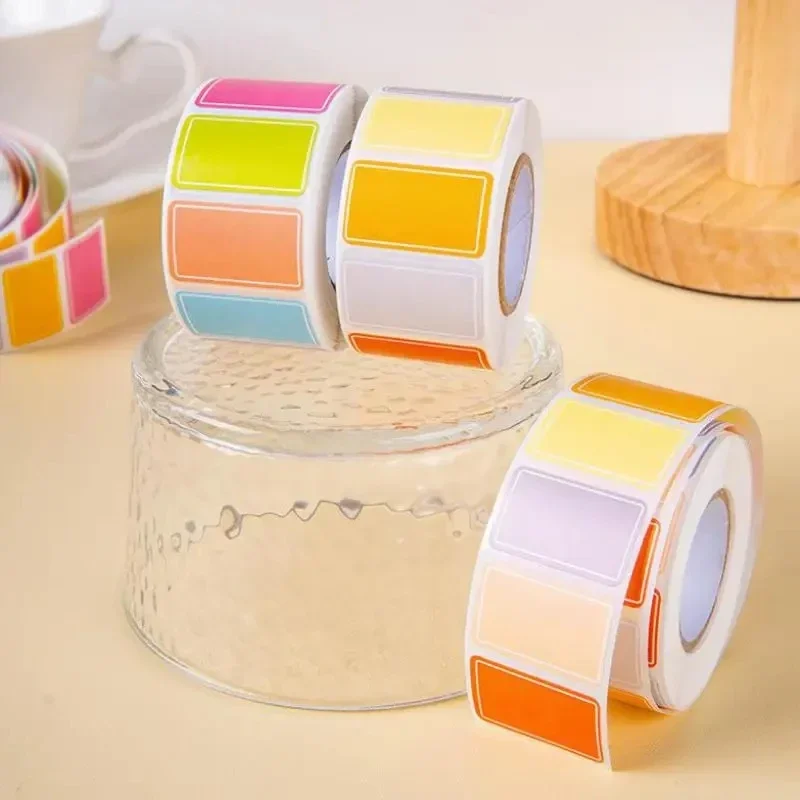 500pcs Roll Color Coding Labels Sticker Adhesive Rectangle Solid Colors for Inventory Classroom Office Marking