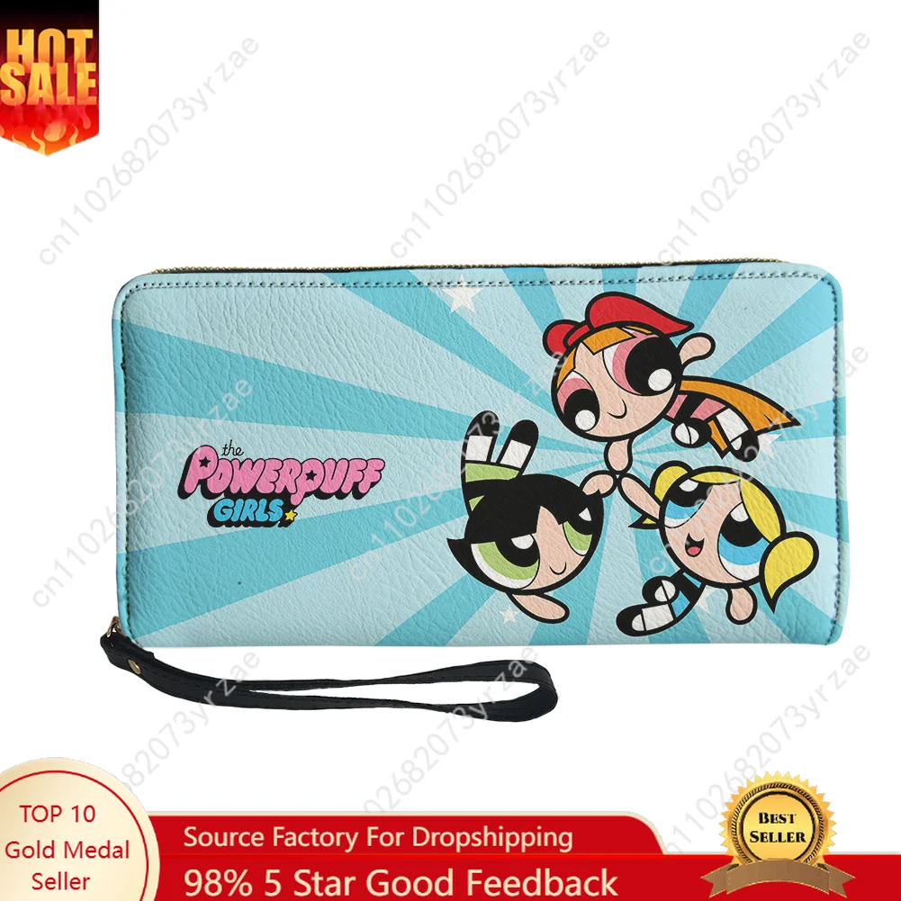 

The Powerpuff Girls Wallet Mens Womens Teenagers Long Zipper Wallet Double Print Fashion Commuter Patterns Custom Made Purses