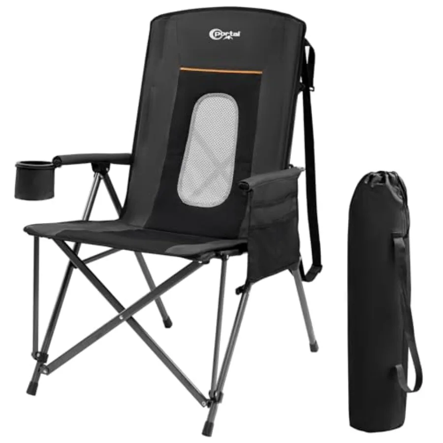 

Oversized Folding Camping Chair High Back Portable Lawn Chairs for Adults Outdoor Sports with Hard Armrest Cup Holder Supports