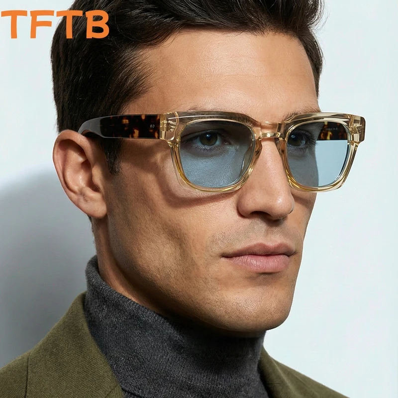 

TFTB Fashion Trendy Men's Polarized Sunglasses High Quality TR90 Acetate Retro Square Big Size Driving UV400 Glasses Women S3124