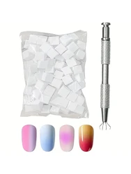 50 件装 Sponge Gradient Nail Art Stamper Tools Gel Polish Color Gradient Brush Glitter Powder Dotting Pen for Manicure Accessories