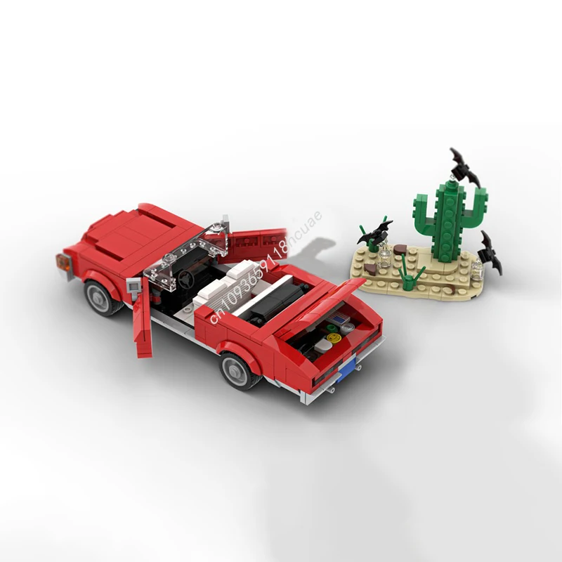 379 ELEMENTÓW MOC City Champion "Wielki Czerwony Rekin" Model Chevrolet Impala Convertible z 1971 roku, Klocki Konstrukcyjne, Kreatywne Klocki do Układania